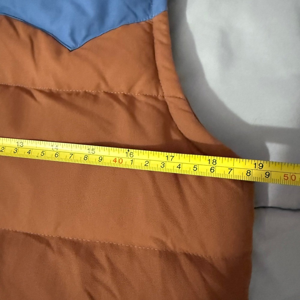 Patagonia Vest Women Small Sisu Brown/Blue Bivy Puffer Down Hooded Full Zip - Picture 9 of 10